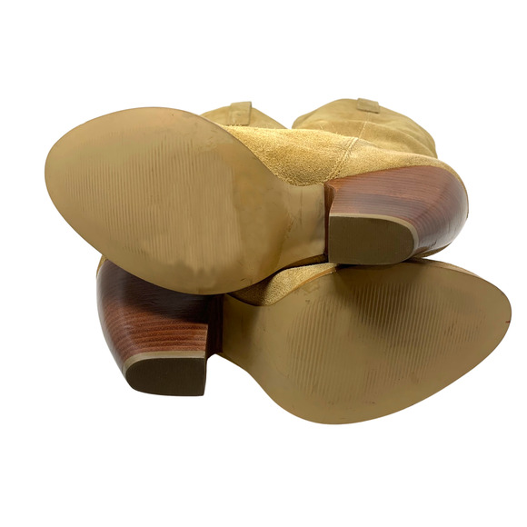 Naturalizer Hottie Tan Suede Leather Knee High Slouch Boots Sz 10 Stack Heel - Picture 11 of 11